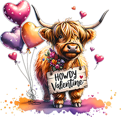Howdy Valentine Highland Cow