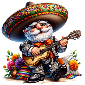 Cinco de Mayo Gnome Guitar Player Fiesta Sombrero Music Traditional DTF Transfer