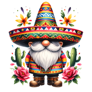 Cinco de Mayo Gnome Sombrero Floral Cactus Fiesta Bright Cute DTF Transfer