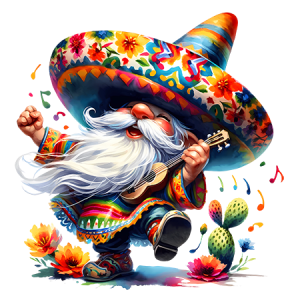 Cinco de Mayo Gnome Dancing Guitar Fiesta Sombrero Music Celebration DTF Transfer