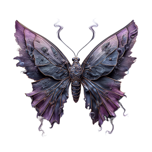 Dark Purple and Gray Shadow Butterfly with Smoky Edges and Faded Wing Texture
