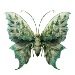 Light Green Fern Butterfly with Botanical Wings and Fresh Nature Detail