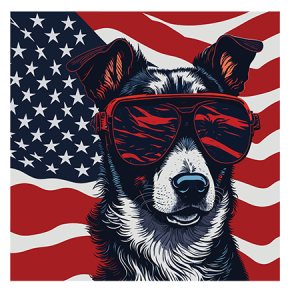 Dog and American Flag