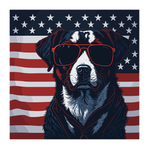 Dog and American Flag