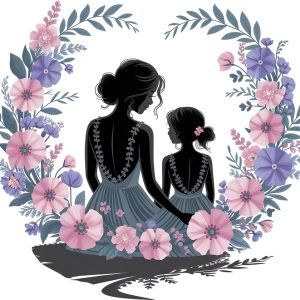 Mom and Daughter Silhouette
