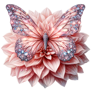 Gem Butterfly Sitting on Pink Flower