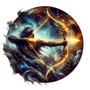 Sagittarius Zodiac Archer Fiery Bow Cosmic Galaxy Astrology DTF Transfer