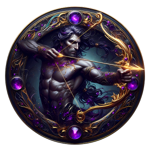 Sagittarius Zodiac Archer Dark Cosmic Warrior Medallion Astrology DTF Transfer