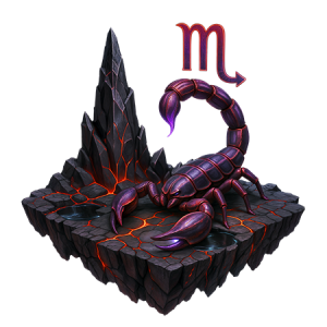 Scorpio Zodiac Scorpion Lava Rock Dark Elemental Power Medallion DTF Transfer