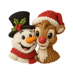 Snowman and Reindeer Best Friends Faux Yarn Christmas DTF Transfer